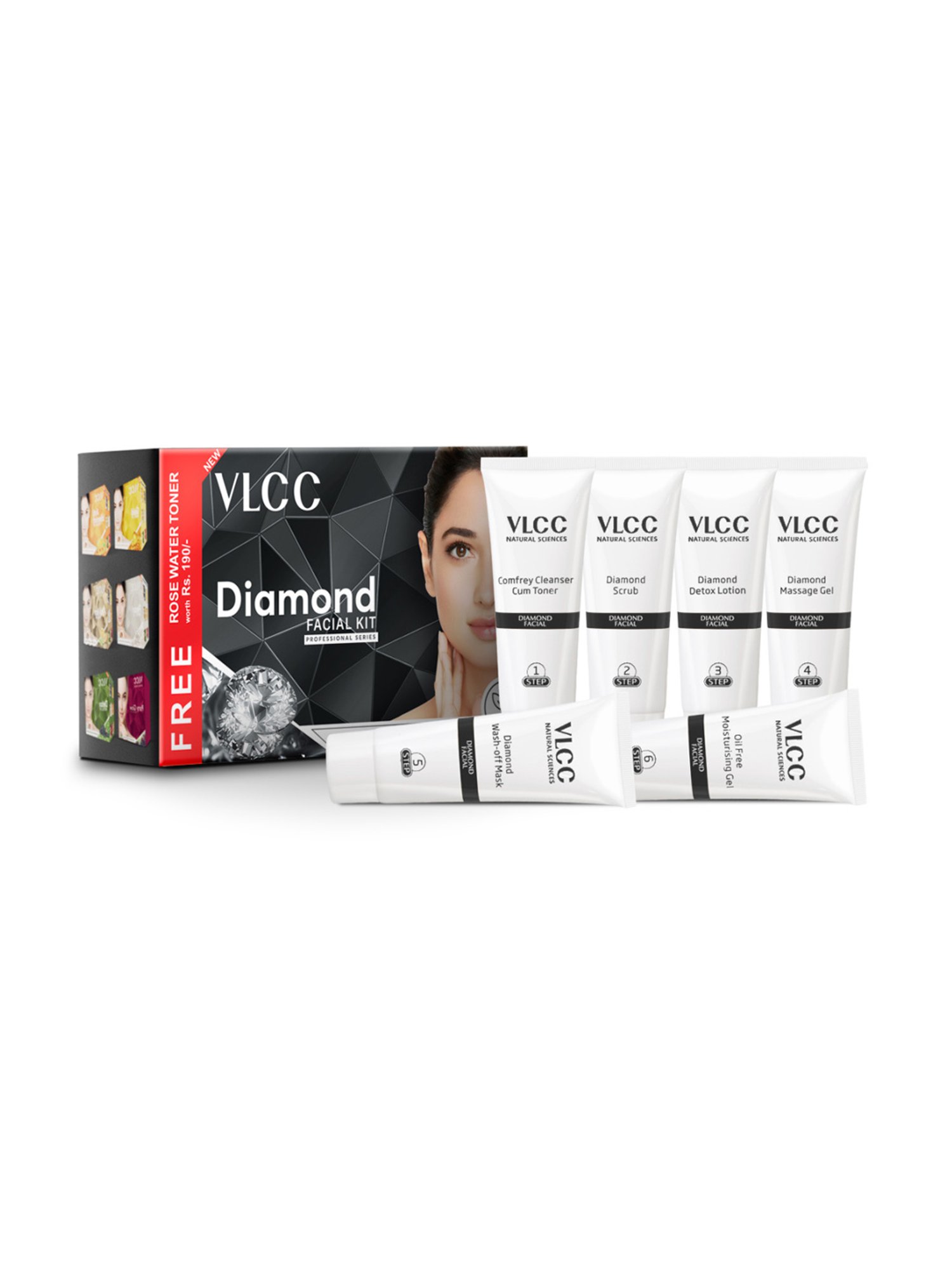 VLCC Gold Facial Kit & Diamond Facial Kit with Free Rose Water Toner
