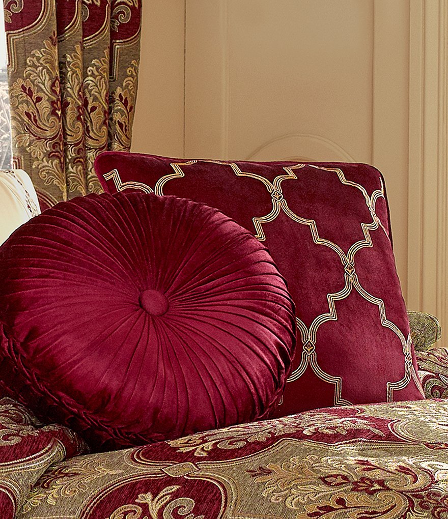 J. Queen New York Maribella Crimson Embroidered Square Pillow