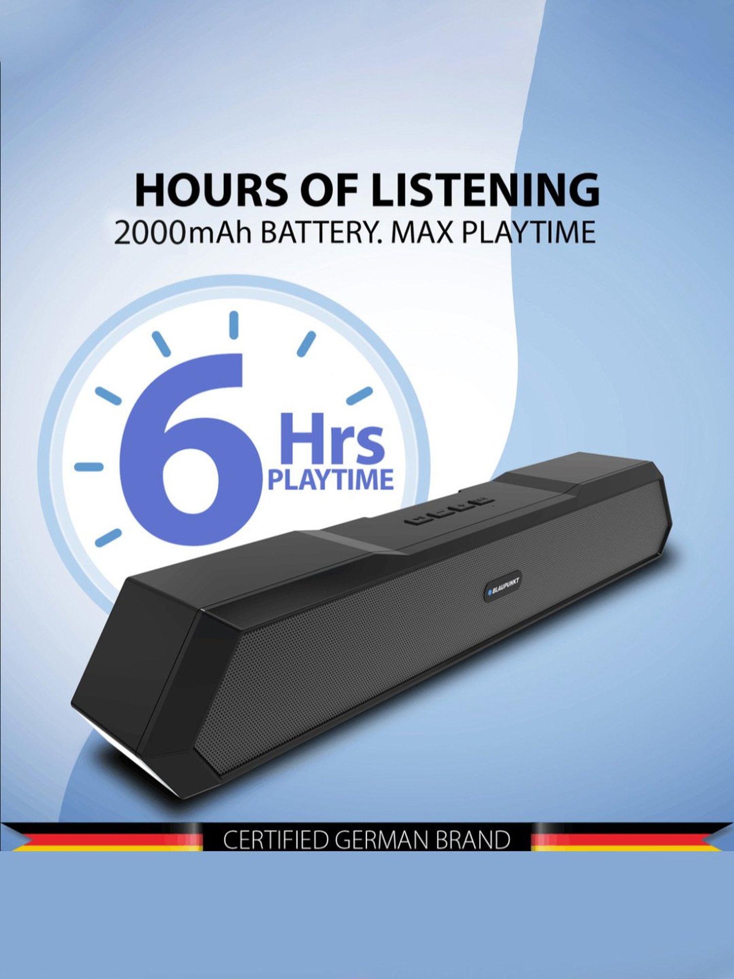 Portronics Decibel 24 | 10W Bluetooth Soundbar Speaker With In Built Mic (Black)