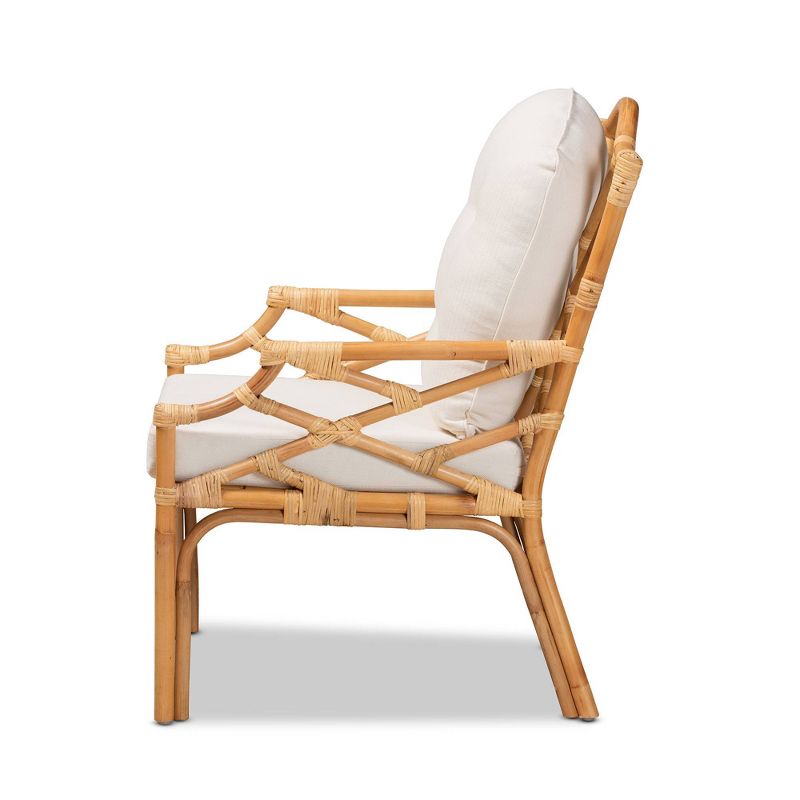 Sonia Rattan Armchair Natural/White - Baxton Studio