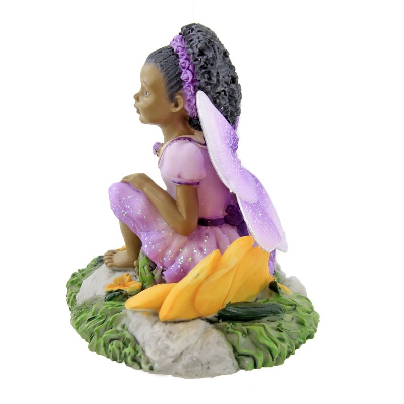 Black Art 4.0" Child Fairy Lavender Figurine Pansy  -  Decorative Figurines
