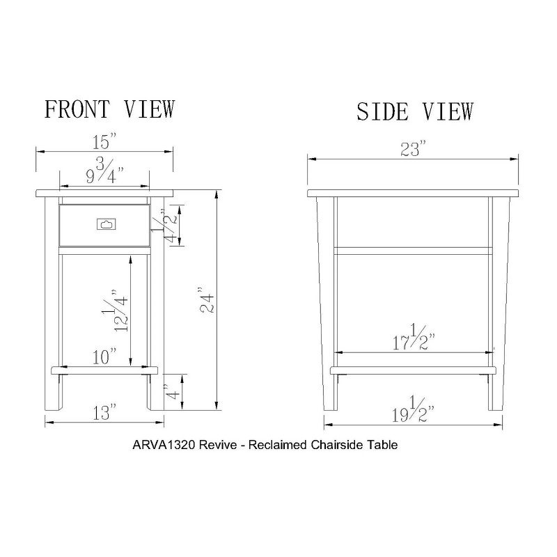 Revive Reclaimed Chairside Table Natural - Alaterre Furniture