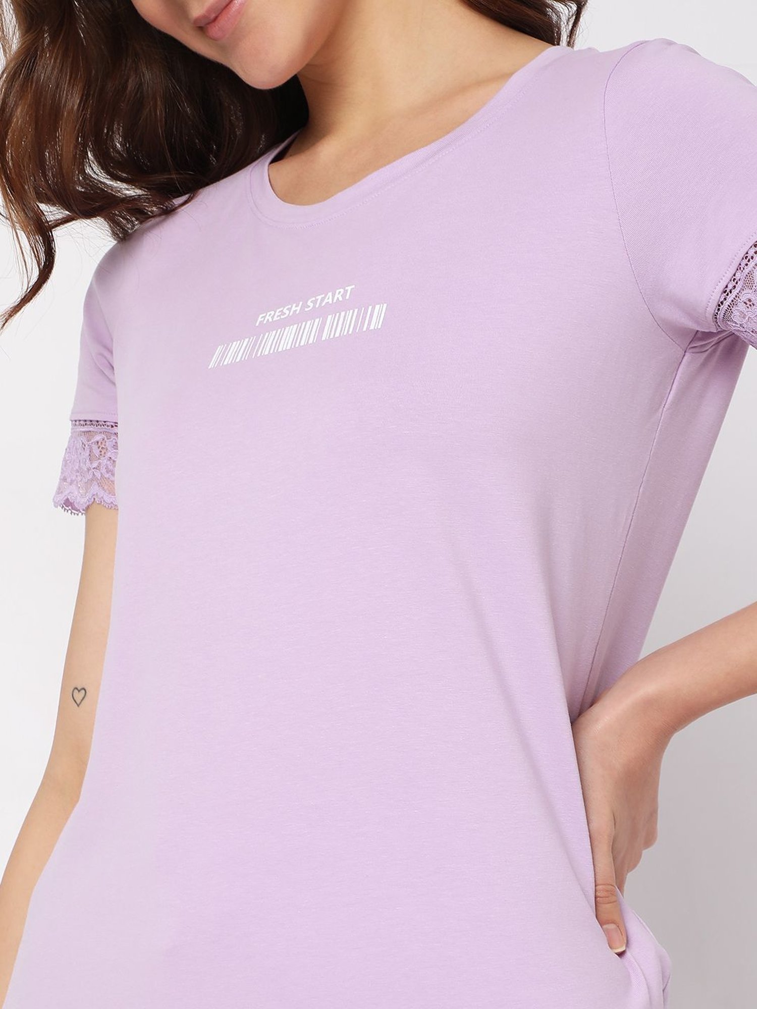 Vero Moda Intimates Lavender Cotton Lace T-Shirt With Shorts