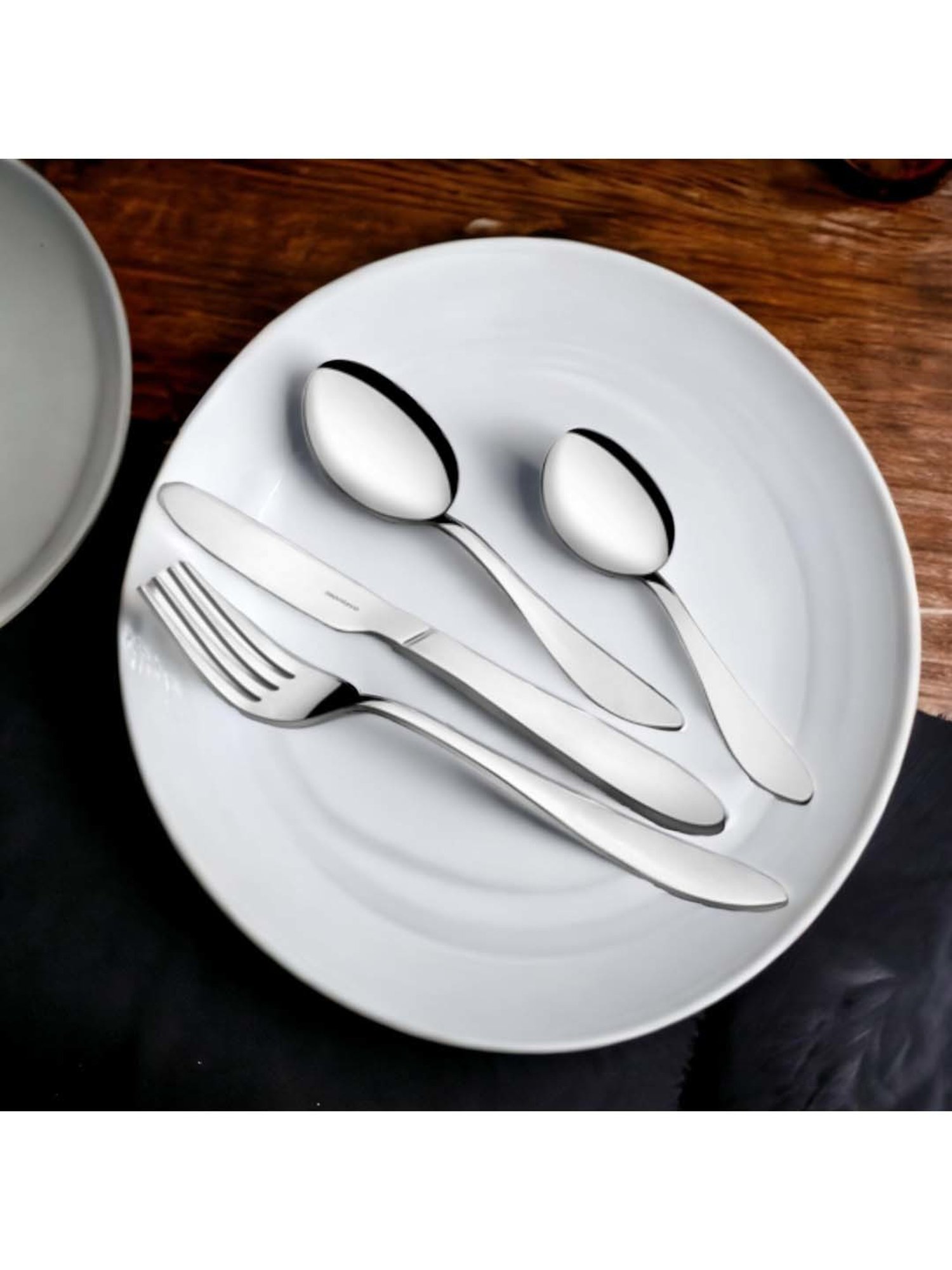 FnS Orchid Silver Stainless Steel Cutlery - Set of 24