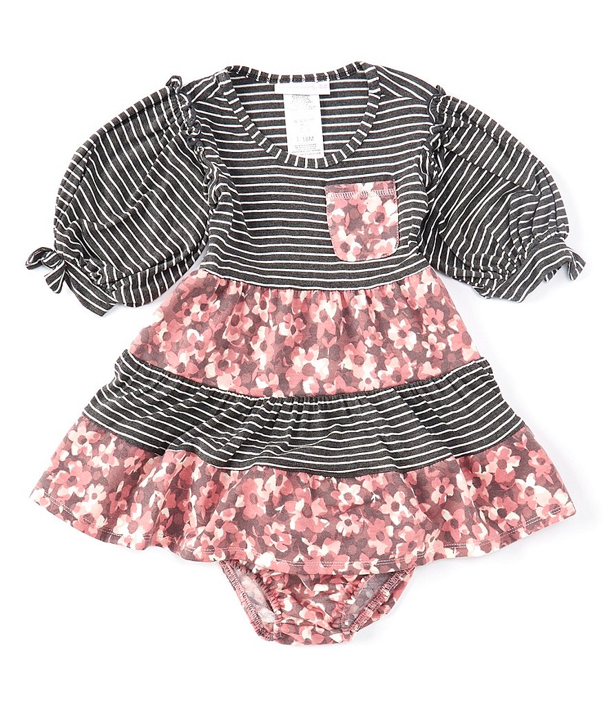 Bonnie Jean Baby Girls 12-24 Months Mixed-Media Tiered Fit-And-Flare Dress