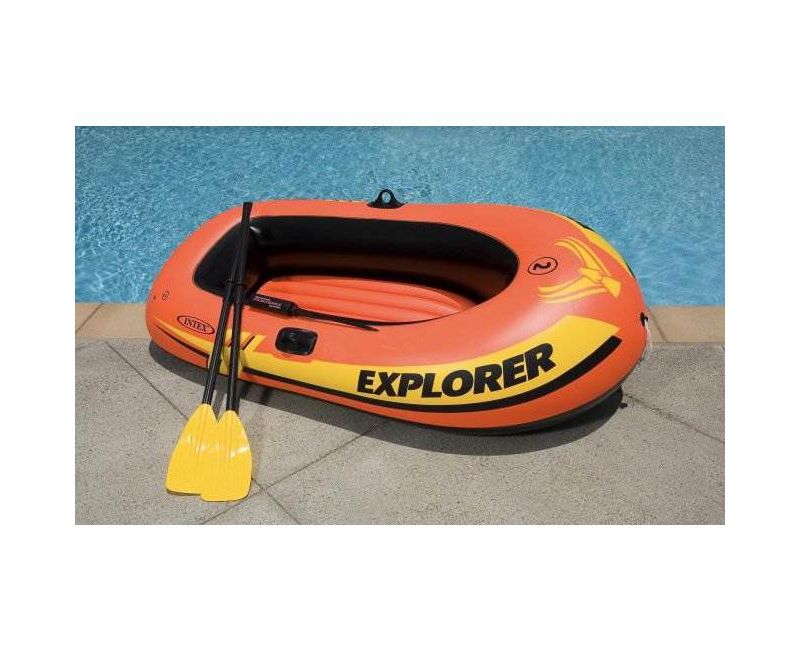 Intex Excursion 5 Person Inflatable Raft, 2 Oars and 2 Red Life Jackets, L/XL