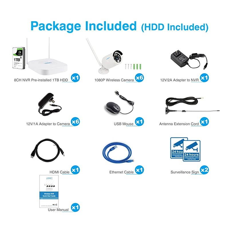 Audio Recording?  1080P Full HD Outdoor Security Camera System Wireless,8CH NVR Kit with 1TB HDD and 6PCS 2.0MP Outdoor Indoor Bullet IP Cameras with PIR Sensor,Auto-Pair,Plug and Play