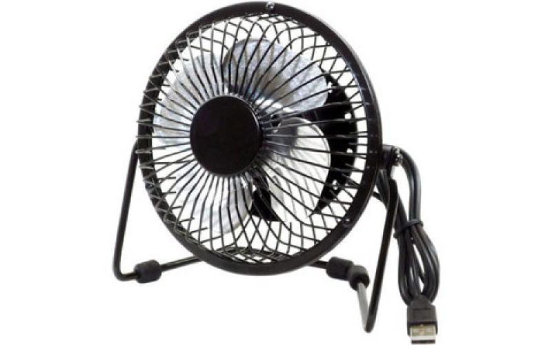 Premiertek Metal Desktop Fan USB Powered W/Switch Black - 6.1" Height x 5.7" Width x 3.5" Depth - Metal - Black