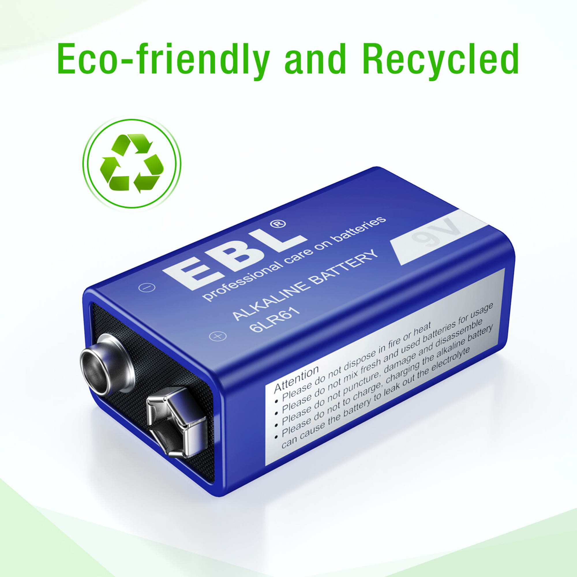 EBL 8 pack 9 Volt 6LR61 Battery Alkaline 9V Batteries for Toy Camera