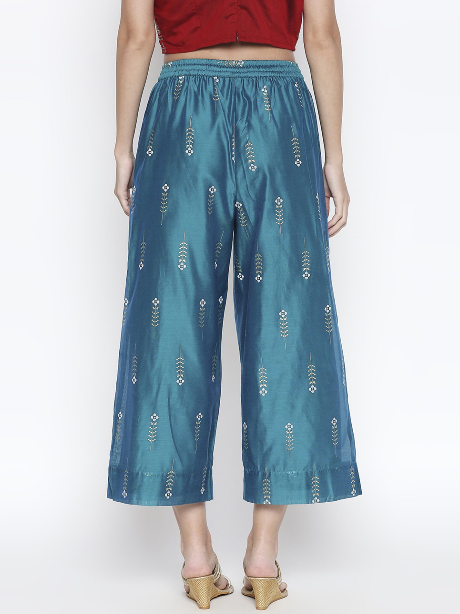 Saffron Threads Black Elasticated Palazzos