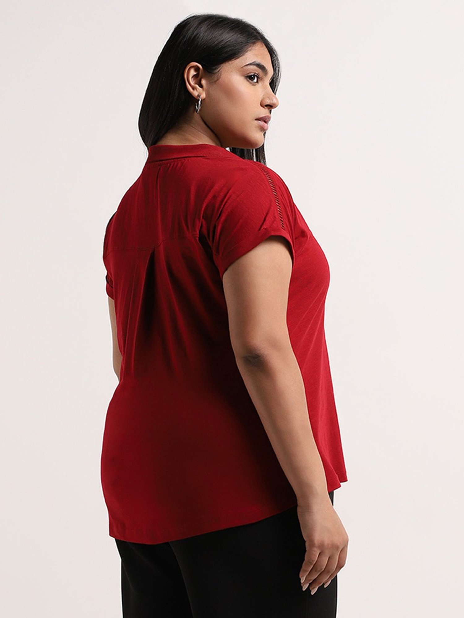 Gia by Westside Red Solid Top