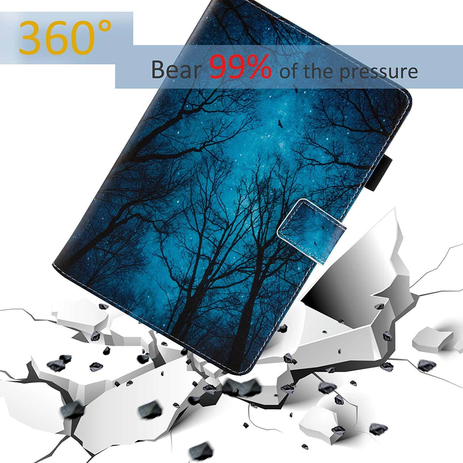 9.5-10.5 inch Universal Case, Dteck Slim Light PU Leather Protective Case with [Card Slots] Pretty Cute Cartoon Folio Flip Stand Wallet Case Cover for All 9.5-10.5 inch Tablet,Green Forest