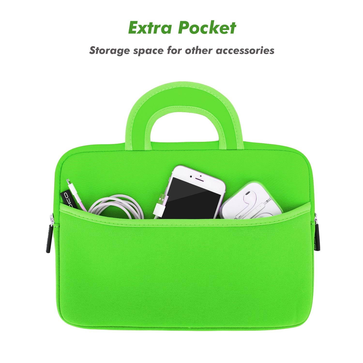 MoKo 7-8 Inch Kids Tablet Sleeve, Portable Neoprene Carrying Case Bag Fits Fire HD 8 Kids Edition 2018, Fire 7 Kids Edition, Fire HD 8 Plus/Fire HD 8 2020, Fire 7, Kindle E-Reader, Dinosaur Green