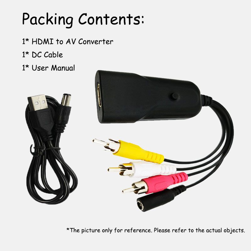 HDMI to RCA Converter HD 1080p HDMI to RCA CVBS AV Composite Adapter HDMI2AV Converter Support PAL/NTSC Switch with Charging Cable for STB Blue-ray DVD Xbox PS4 Games