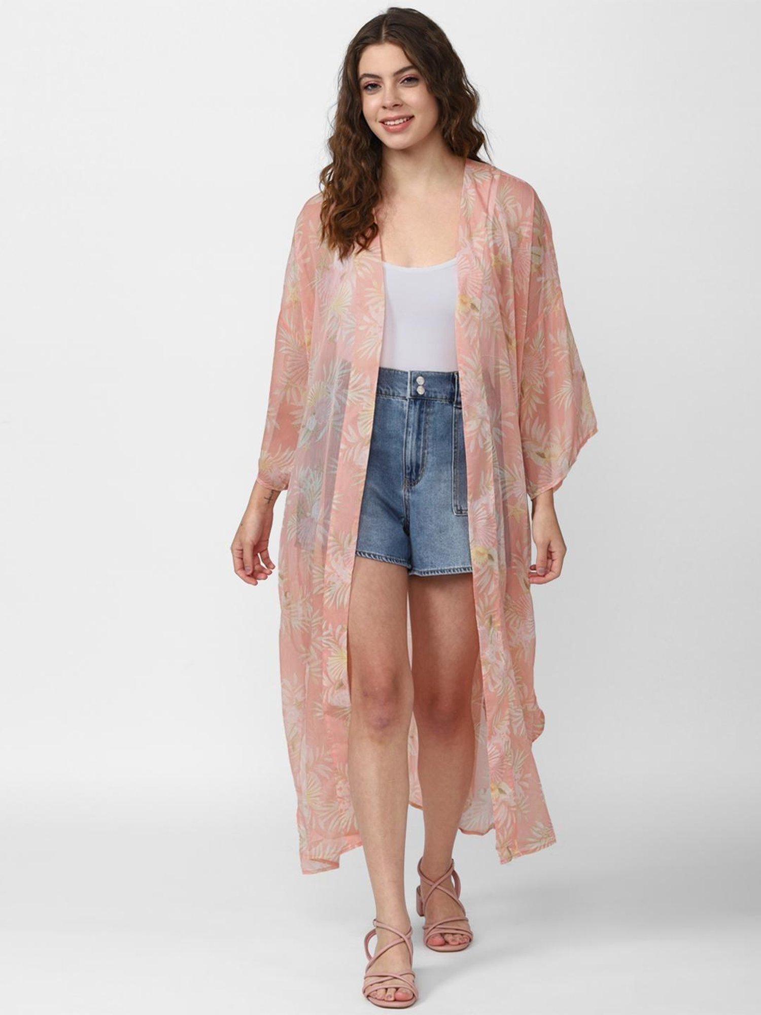 Forever 21 Peach Printed Shrug