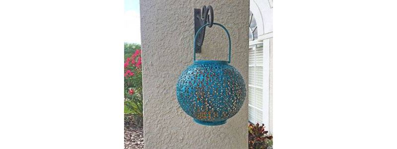 Riad 7" H Solar LED Outdoor Lantern - Blue - Smart Solar