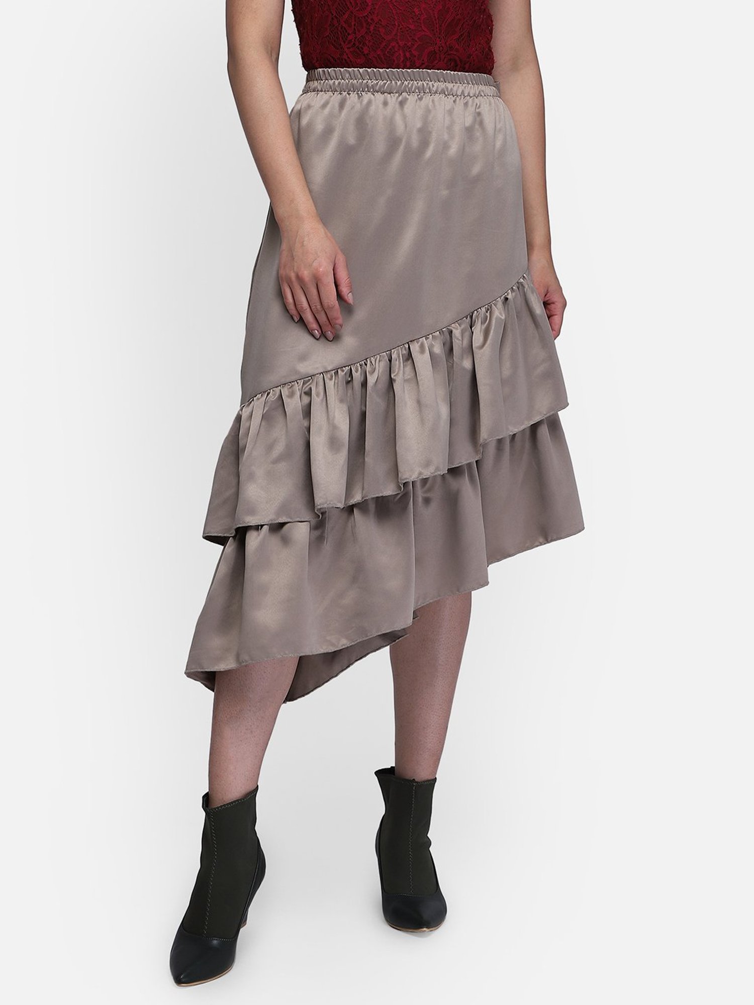 Smarty Pants Brown Below Knee Skirt