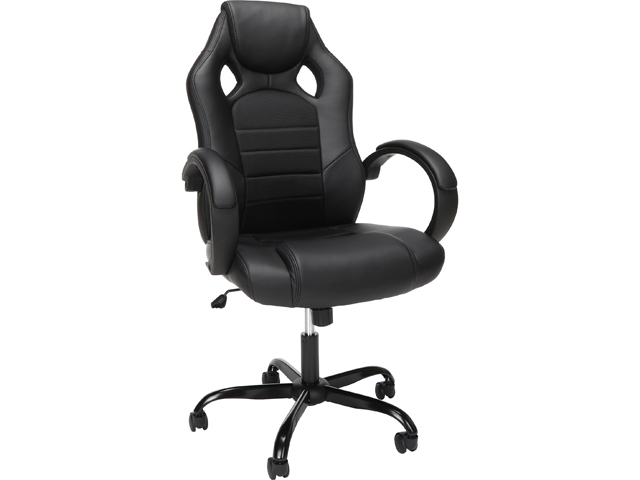 Essentials Collection High-Back Gaming Chair, Padded Loop Arms, in Black (ESS-3083HB-BLK)