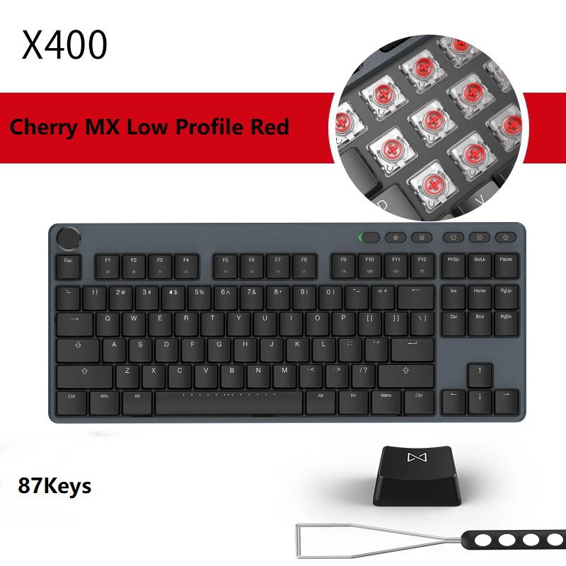 IKBC Typemaster X410   108Keys  Ergonomic Design,Cool Exterior Type-C Wired Cherry MX Low Profile Red Mechanical Gaming Keyboard, N-Key Rollover, White Backlit
