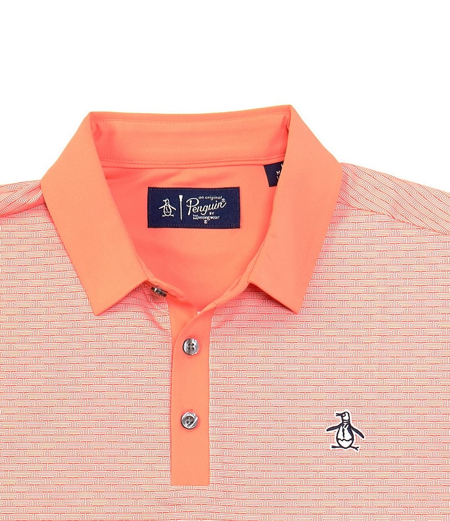 Original Penguin Golf Short-Sleeve All-Over Fine-Line Boat Print Polo Shirt