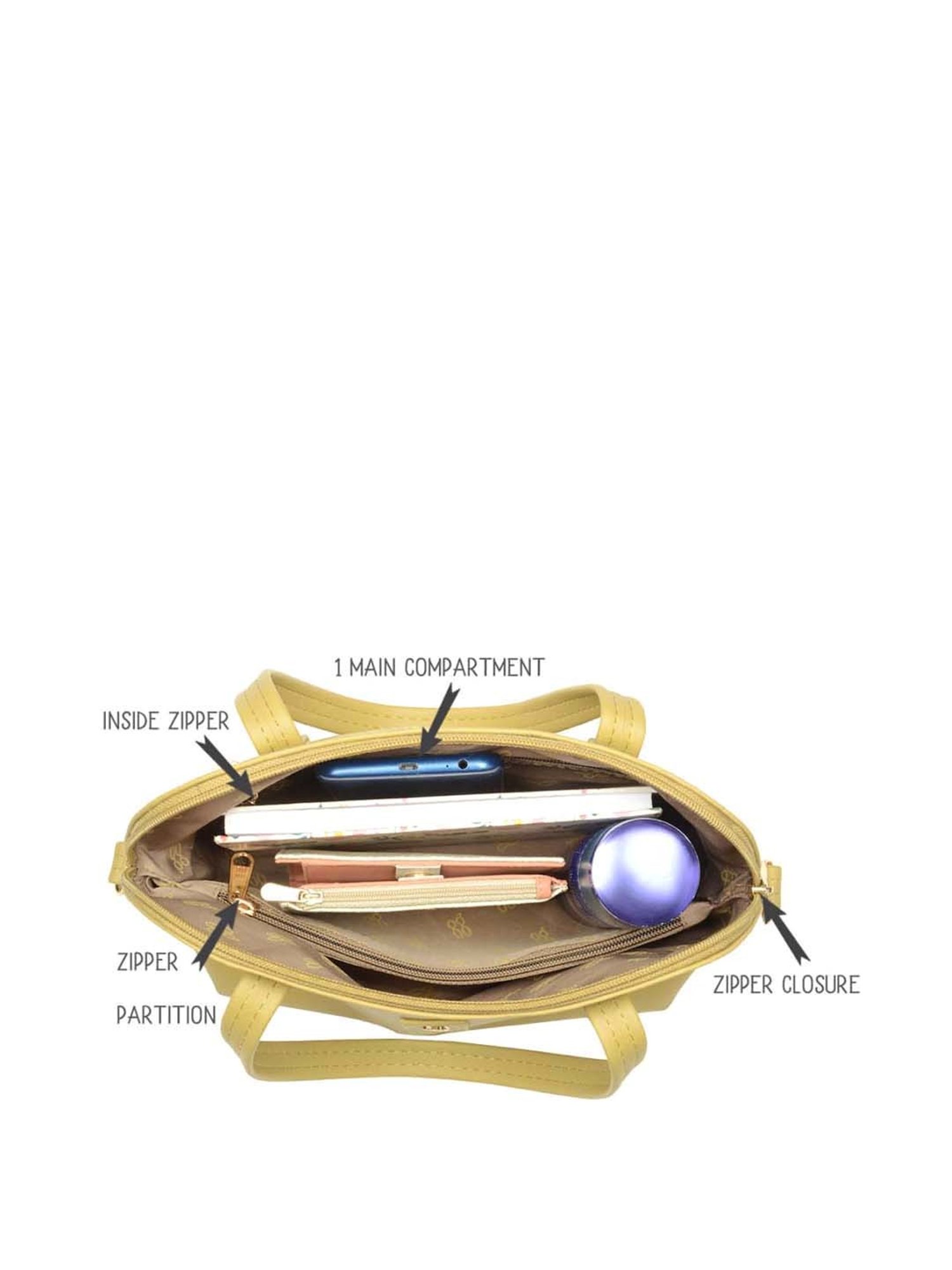 Baggit Green Solid Medium Bowler Bag