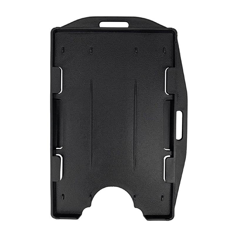 10 Pack Black Hard Plastic Open Face Id Card Badge Holder Horizontal and Vertical DualUse Double Sided Hold 2 Cards