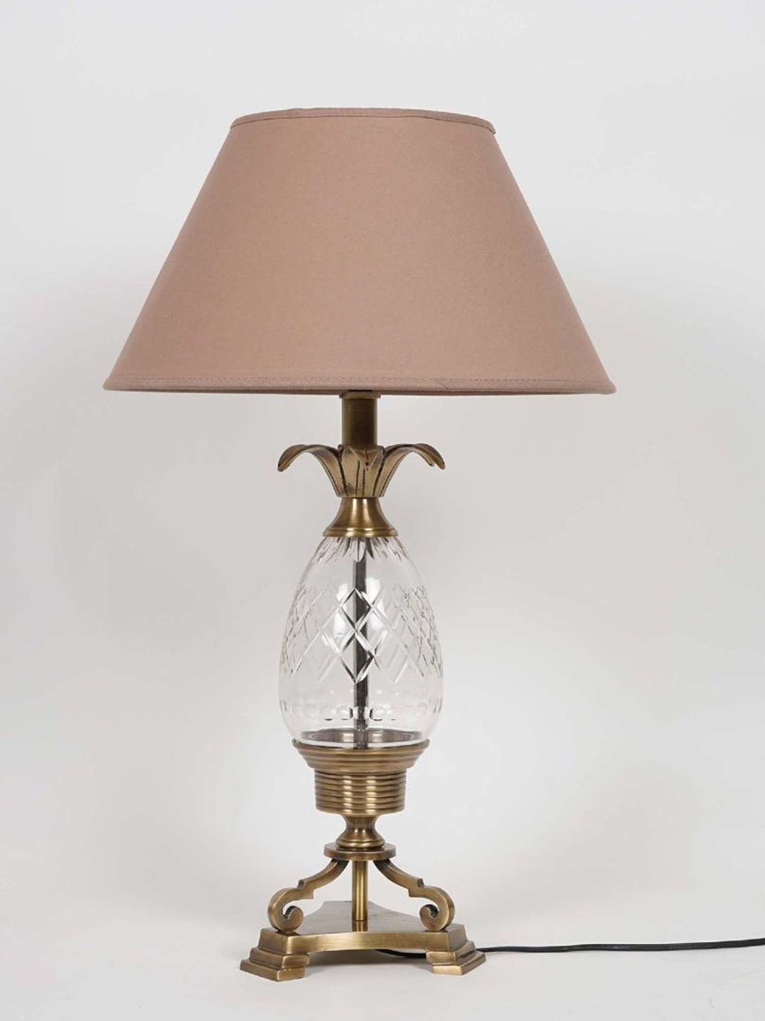 Kapoor Lamp Shades Brass Antique & Pink Brass Louise & Cotton Shade Table Lamp