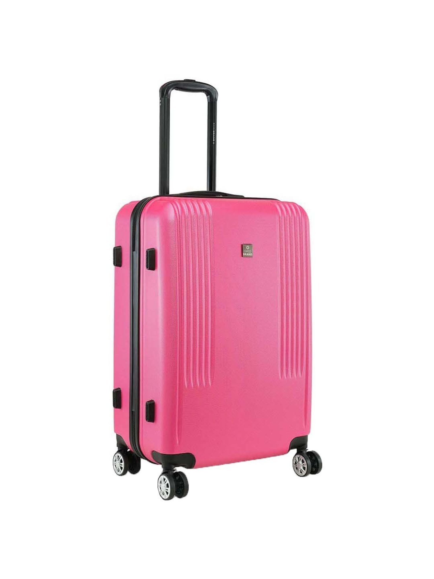 Swiss Brand Sion 2.0 Rose Pink Striped Hard Medium Trolley Bag - 41 cm