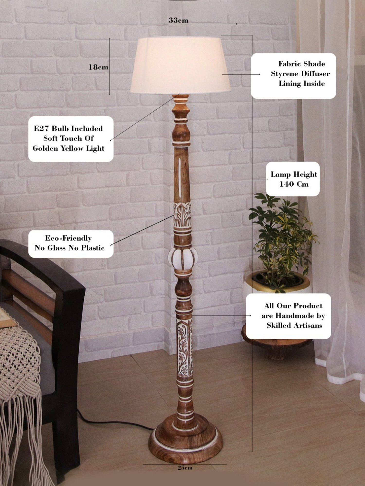 64" x 8.9" x 10.5" Smart Light Full Spectrum Floor Lamp (Includes LED Light Bulb) White - Verilux