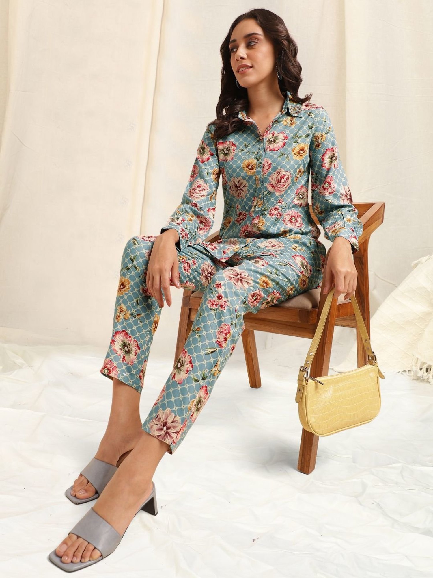 MIRCHI FASHION Blue Printed Shirt Pant Set