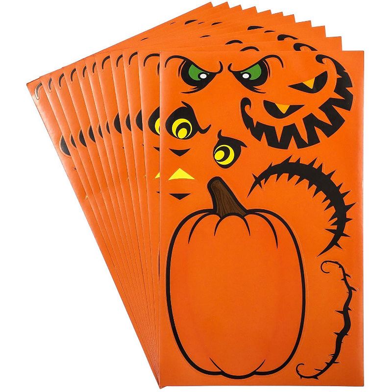 Spooky Central 24-Sheet of Make a Pumpkin Face, Jack-O-Lantern Halloween Cute Stickers for Goodie Bags