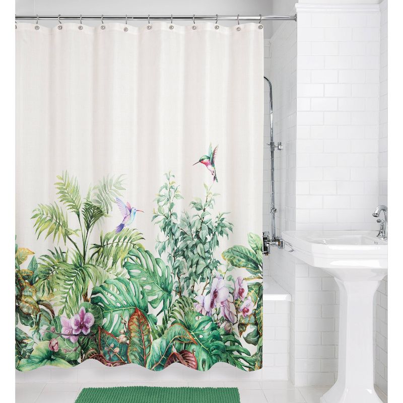 Palm Valley Shower Curtain White/Green - Allure Home Creations