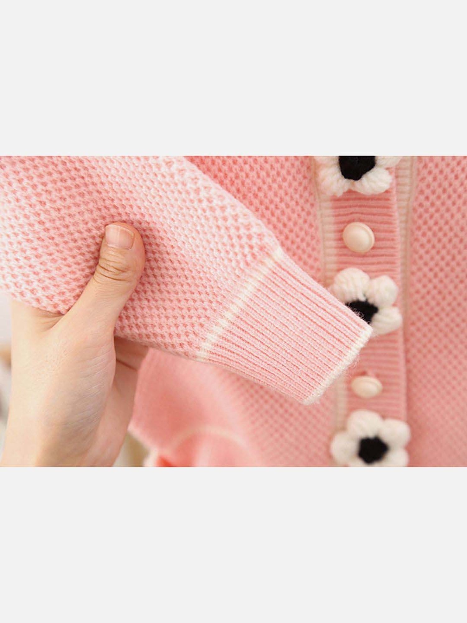 Little Surprise Box Pink Applique Full Sleeves Cardigan