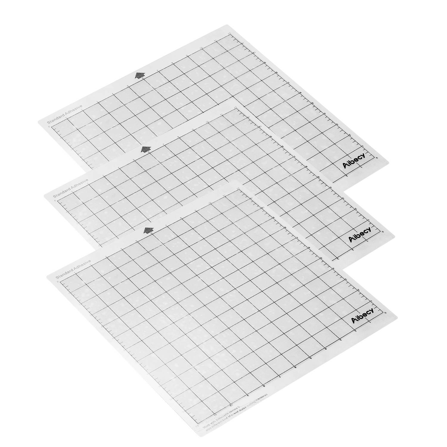 Aibecy Cutting Machine Special Pad 12 Inch Measuring Grid Replacement Translucent PP Material Adhesive Mat With Clear Film Cover for Silhouette Cameo Plotter Machine 3PCS