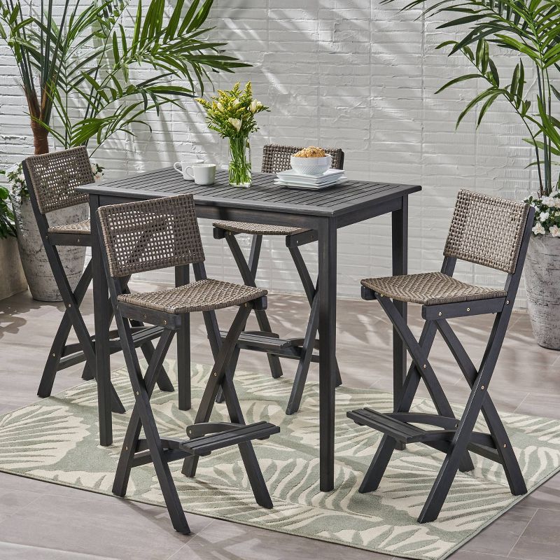 Toranto 3pc All-Weather Wicker Bar Island Set - Brown - Christopher Knight Home