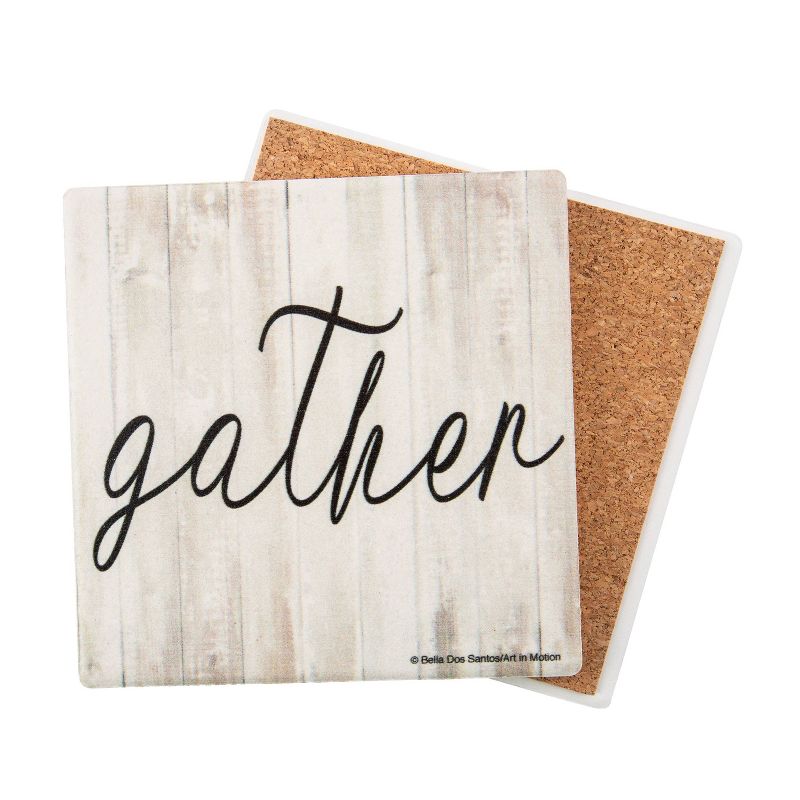 4pk Ceramic Gather Wood Coasters - Thirstystone