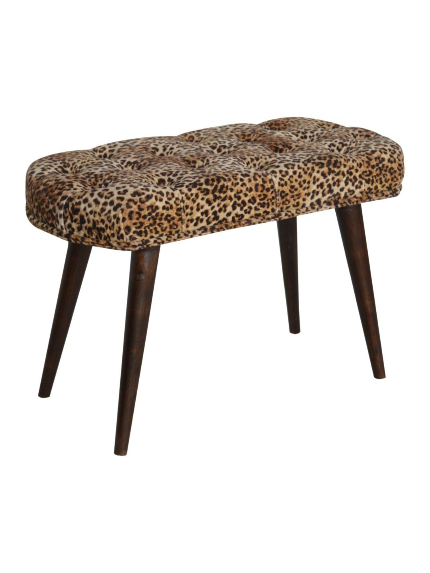 Artisan Furniture Brown Animal Print Print Deep Button Bench Brown Finish