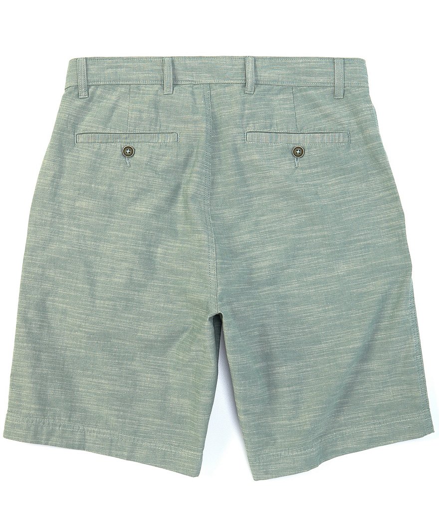 Roundtree & Yorke 9#double; Inseam Flat Front Slub Chambray Shorts