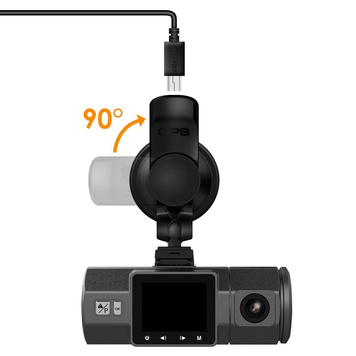 Vantrue N2/N2 Pro R3/X3 Dash Cam Mini USB Port Car Suction Cup Mount with GPS Receiver Module(for Windows and Mac)