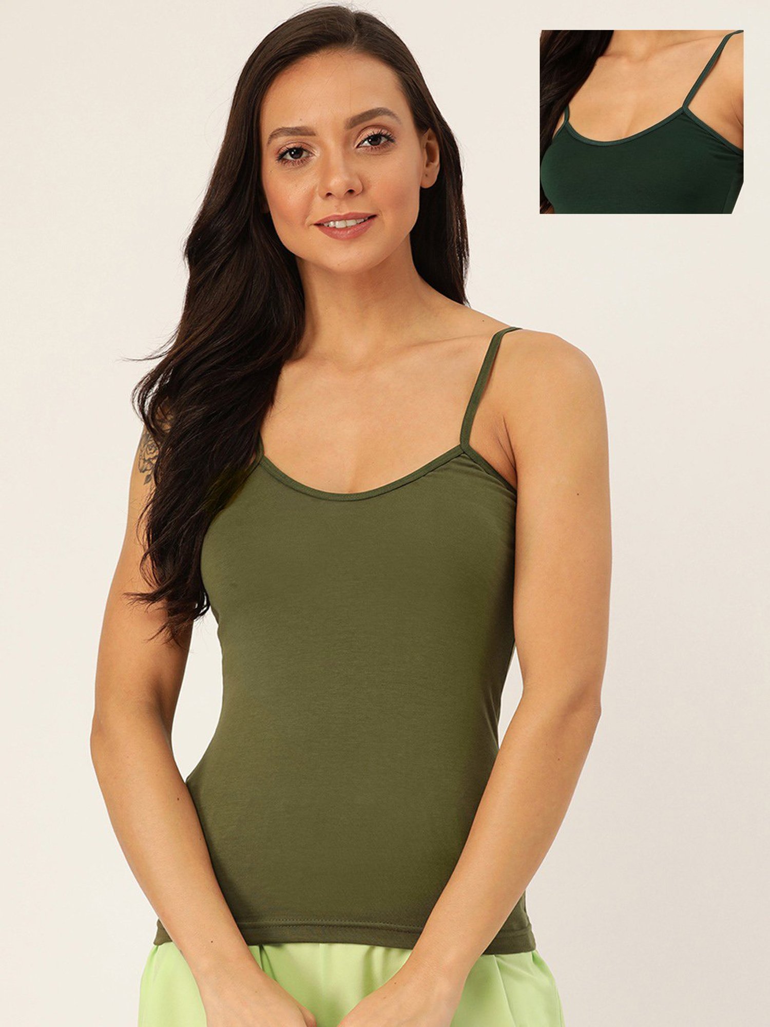 Lady Lyka Multicolor Cotton Camisole (Pack Of 2)