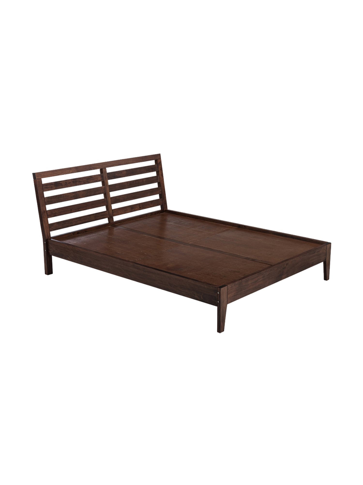 Pure Fern Solid Wood King Size Bed in Walnut Brown Matte Finish
