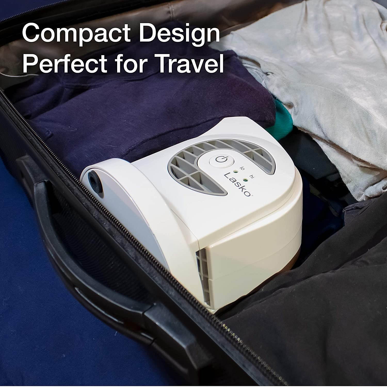 Lasko MyCool D300 Mini USB Desk Fan with 40in. USB Cable and Bonus AC Adapter &ndash; Small Quiet Portable Personal 2-Speed Fans for Staying Cool at Home, Work, Office, Dorm, Car, and Travel, White