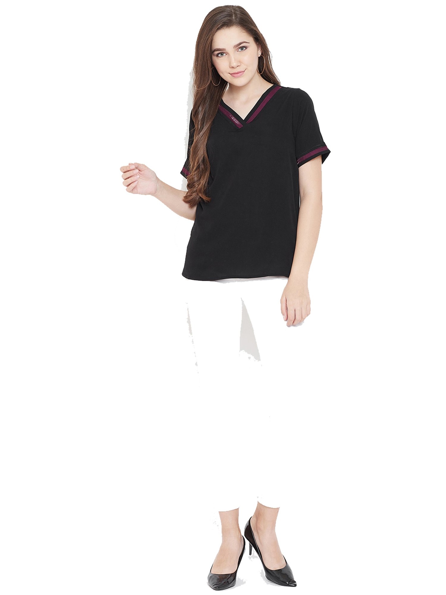 Cottinfab Black A-Line Crepe Top