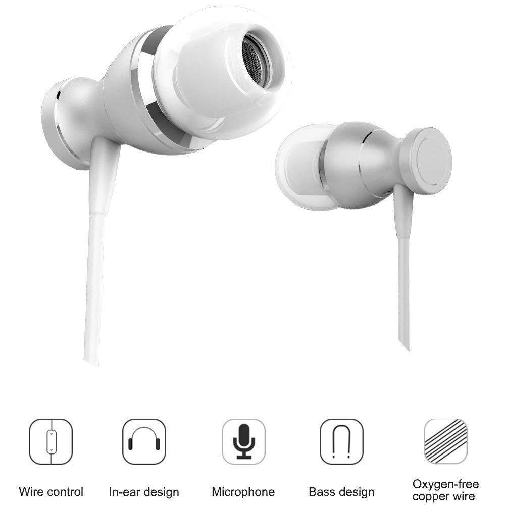 2 Packs Magnetic Earbud Headphones with Remote & Microphone, DaKuan in Ear Earphone Stereo Sound Noise Isolating Tangle Free for Smartphones, Laptops, Gaming, Fits All 3.5mm Interface Device