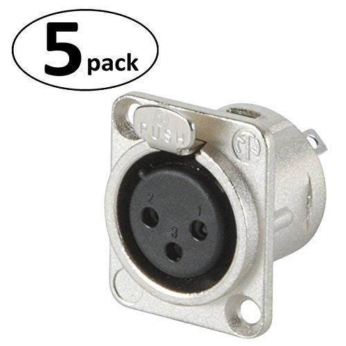 neutrik nc3fdl1 xlr "d" series panel mount female nickel 5 pack