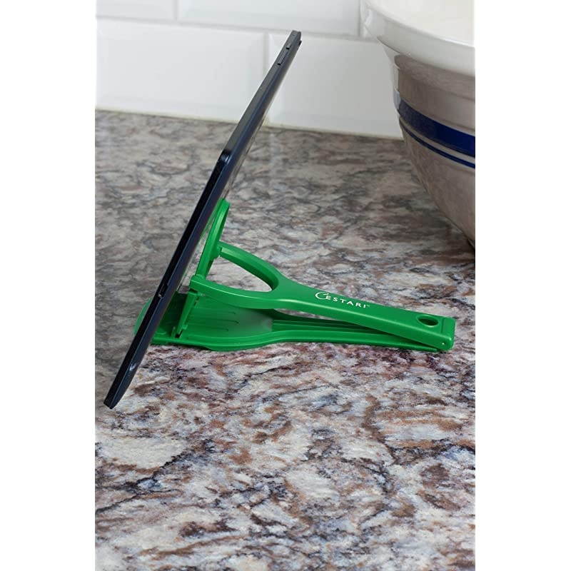 Holder Stand for Smartphones and Tablets, Keep Your Phone, Kindle, or iPad Convenient While Cooking - Original Kitchen Gadget Phone and Tablet Stand (Jade Green)