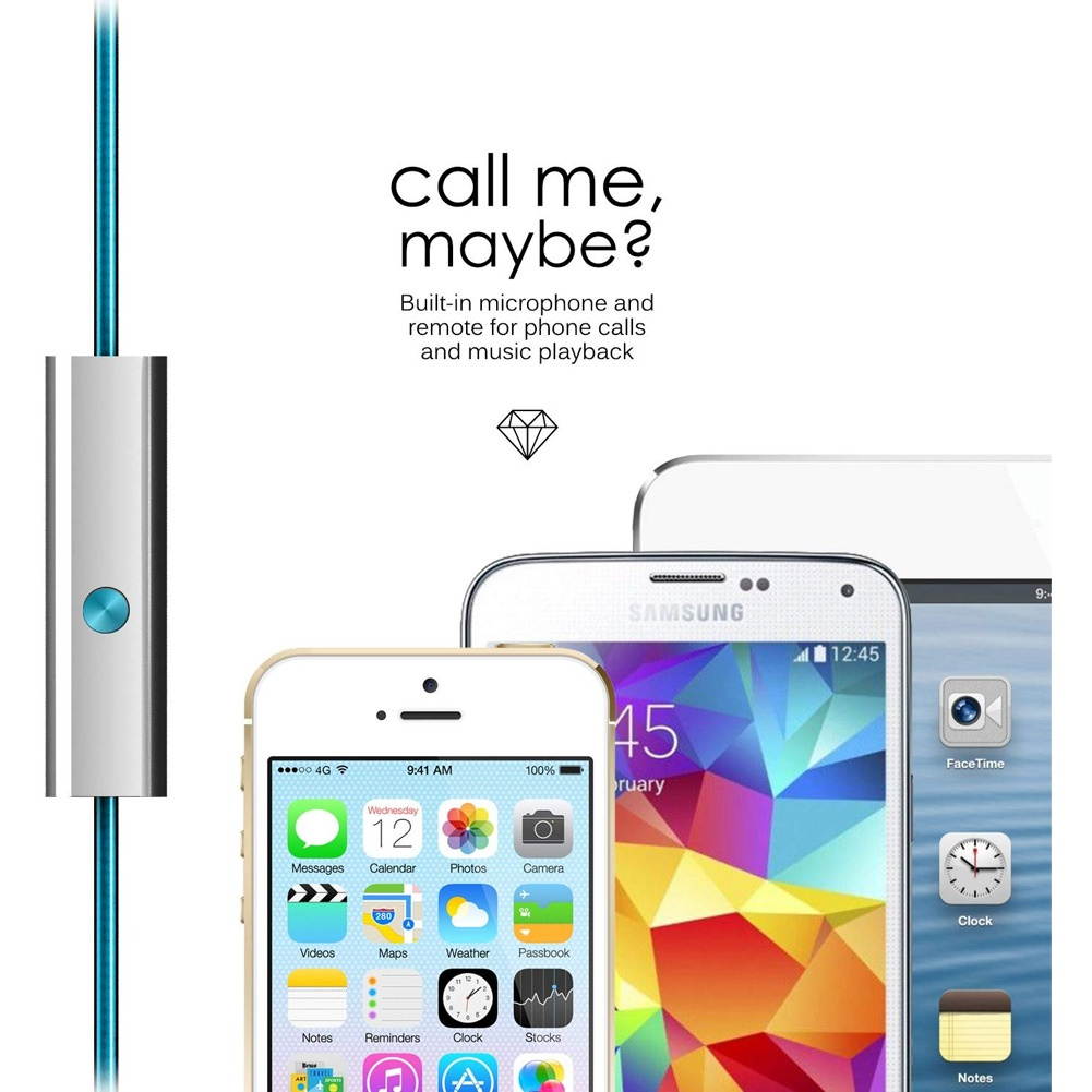 Mee audio Turquoise Blue  EP-M11J-TQ-MEE  In-Ear Headphones with Microphone Made with Swarovski Crystals