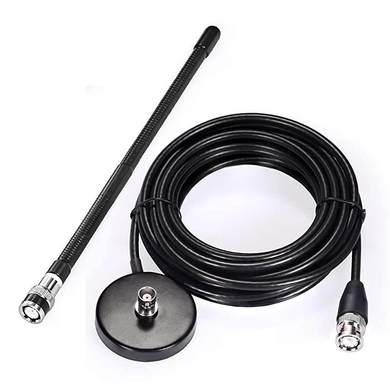 CB Antenna 27MHz CB Radio Antenna Soft Whip Magnetic Base CB Antenna BNC & PL259 Male Compatible with Cobra Midland Uniden Maxon President Portable Handheld CB Radio Car Mobile Radio Scanner