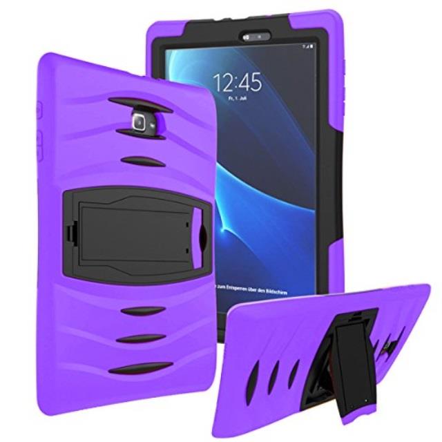 KIQ Heavy Duty Military Armor Case, Tablet Cover, Built-in Kickstand, cut-outs for camera and charging ports For Samsung Galaxy Tab A 8.0 SM-T350 (2015) (Purple)