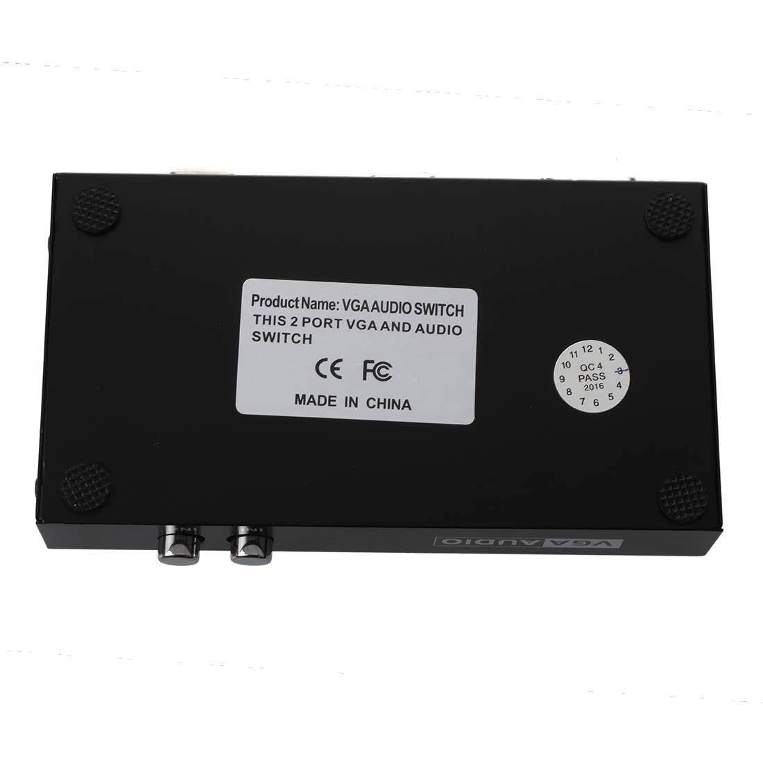 2 Press Button Dual 15Pin VGA Ports In Audio Splitter Switch Box Black